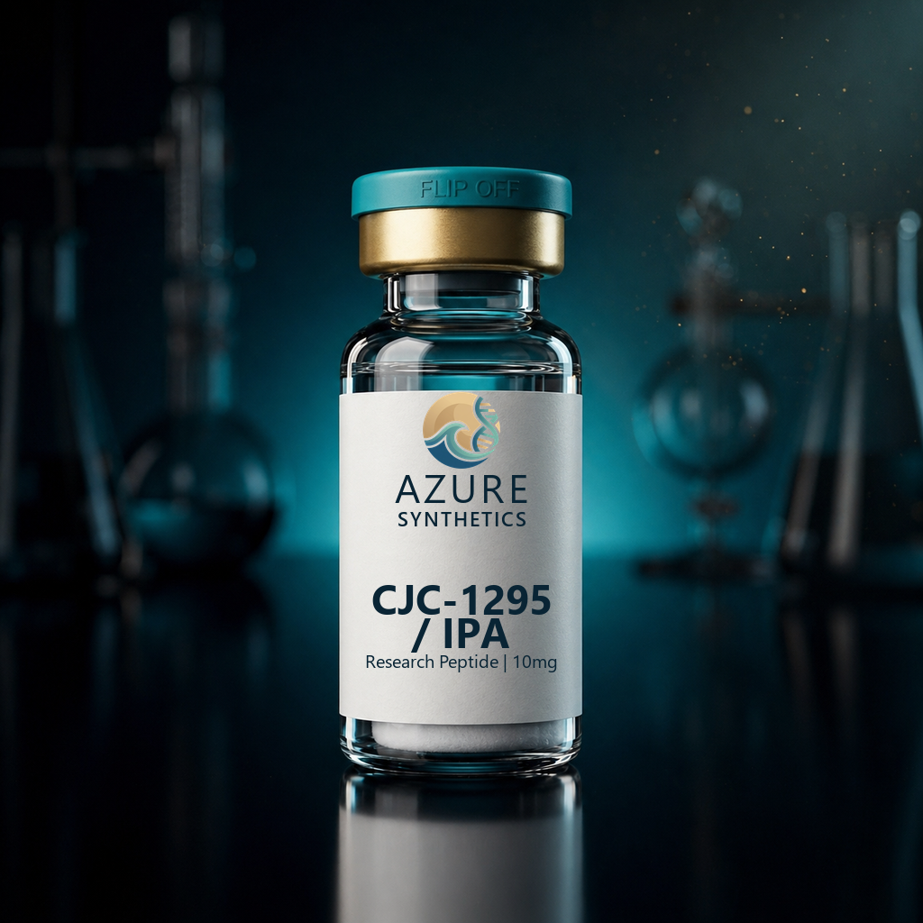 CJC-1295 / Ipamorelin Azure Synthetics research vial with branded label